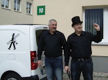 Schornsteinfegermeister Jens Berger und Uwe Berger